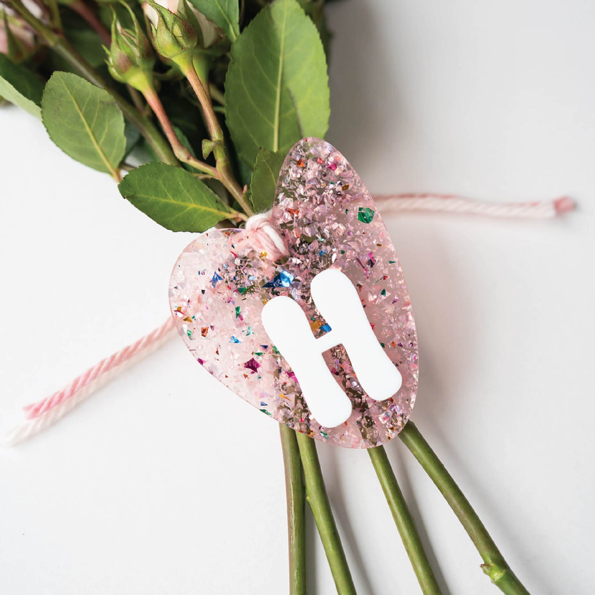 Personalized Confetti Initial Heart Tag Birch Bar + Co.
