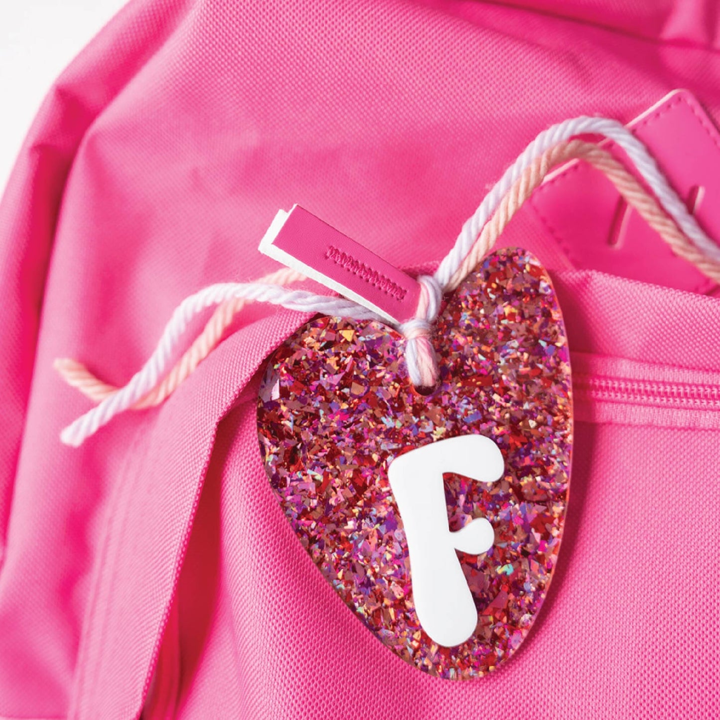 Personalized Confetti Initial Heart Tag Birch Bar + Co.