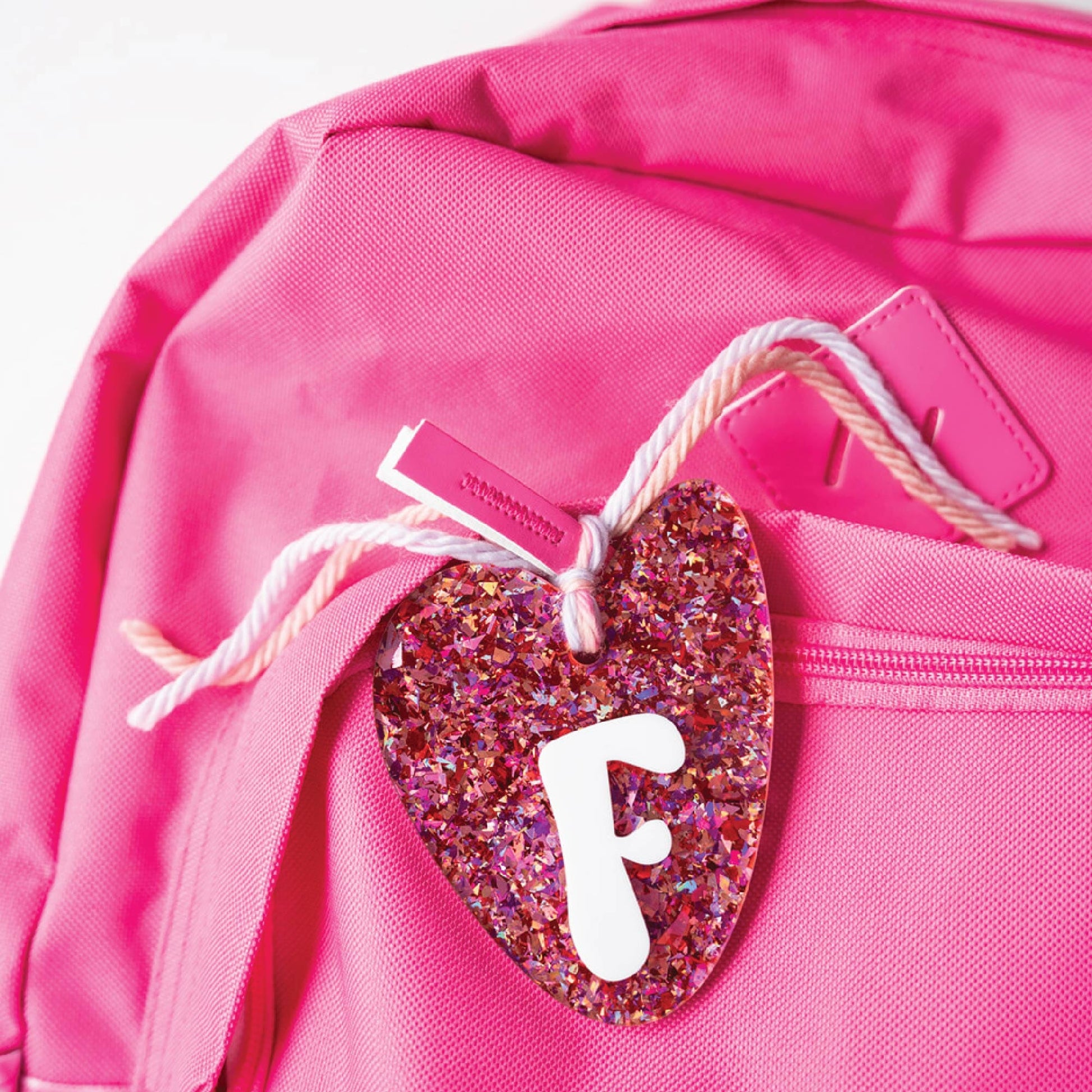 Personalized Confetti Initial Heart Tag Birch Bar + Co.