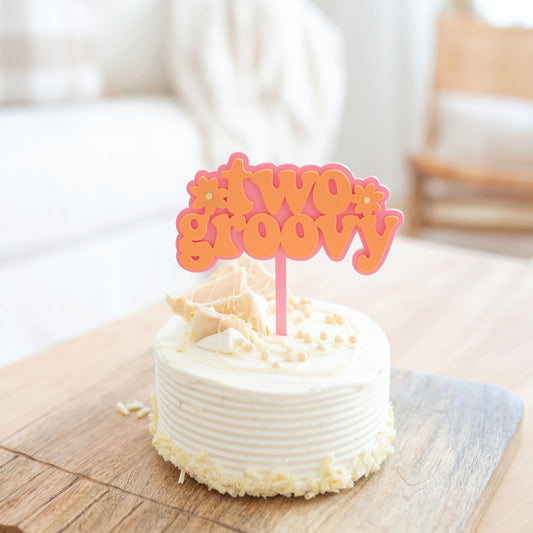 Two Groovy Acrylic Cake Topper Birch Bar + Co.