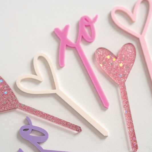 Heart + XO Acrylic Cupcake Toppers Birch Bar + Co.