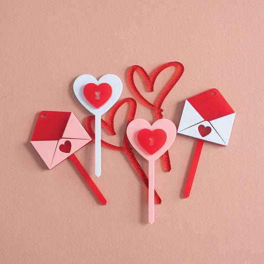 Valentine's Acrylic Cupcake Toppers Birch Bar + Co.