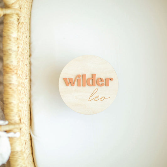 Wooden Birth Announcement with Personalized Names Birch Bar + Co.