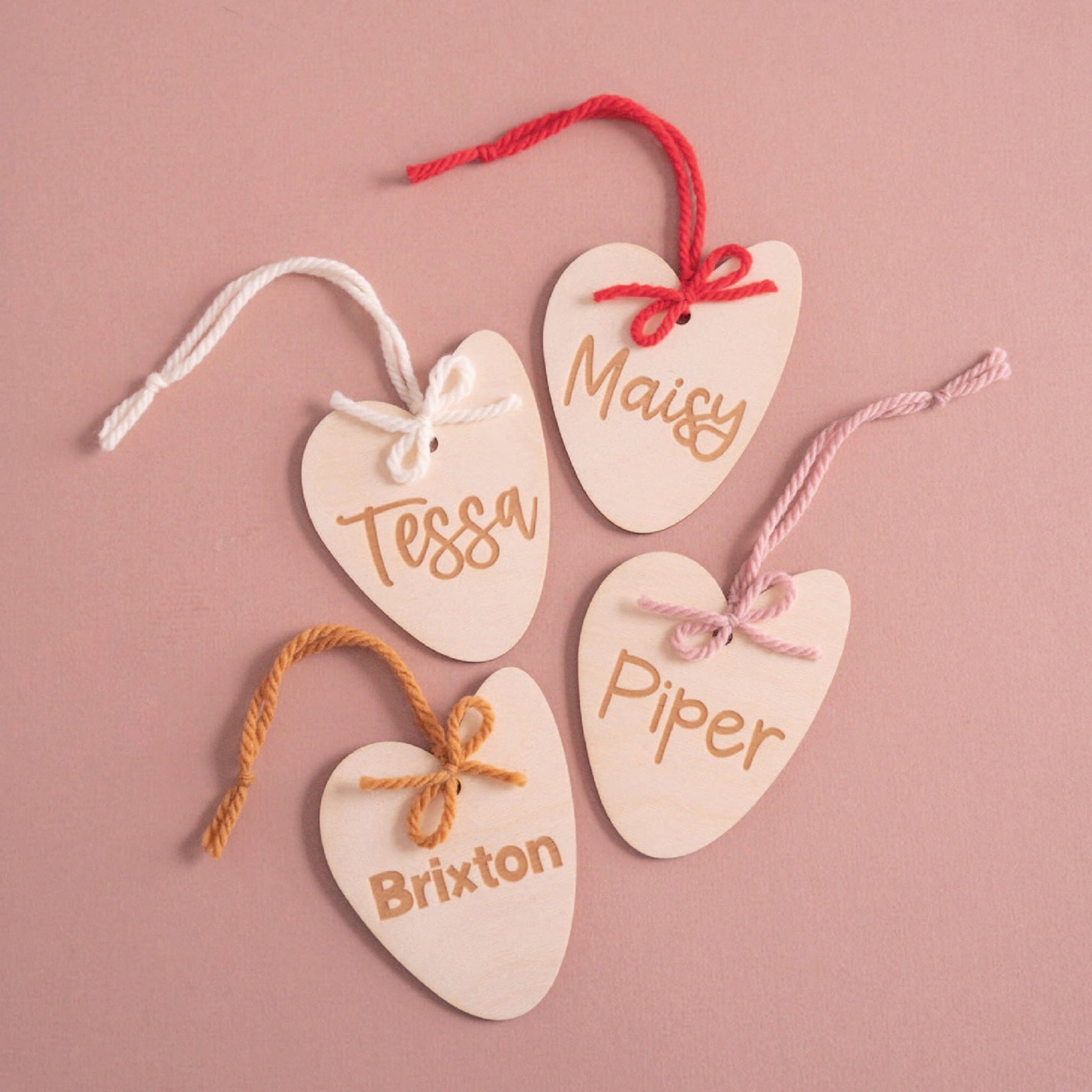 Wooden Engraved Personalized Heart Tag Birch Bar + Co.