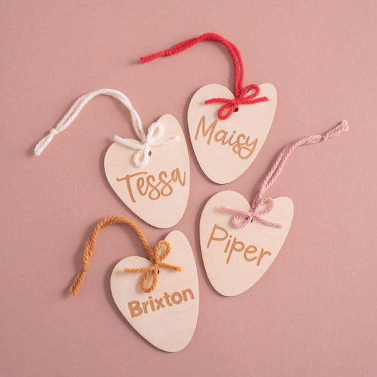 Wooden Engraved Personalized Heart Tag Birch Bar + Co.