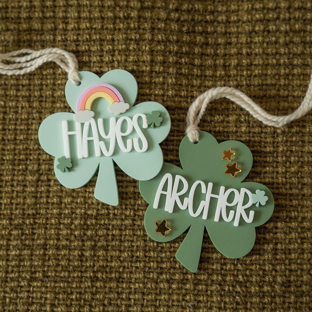 Personalized Shamrock Basket Tag Birch Bar + Co. 
