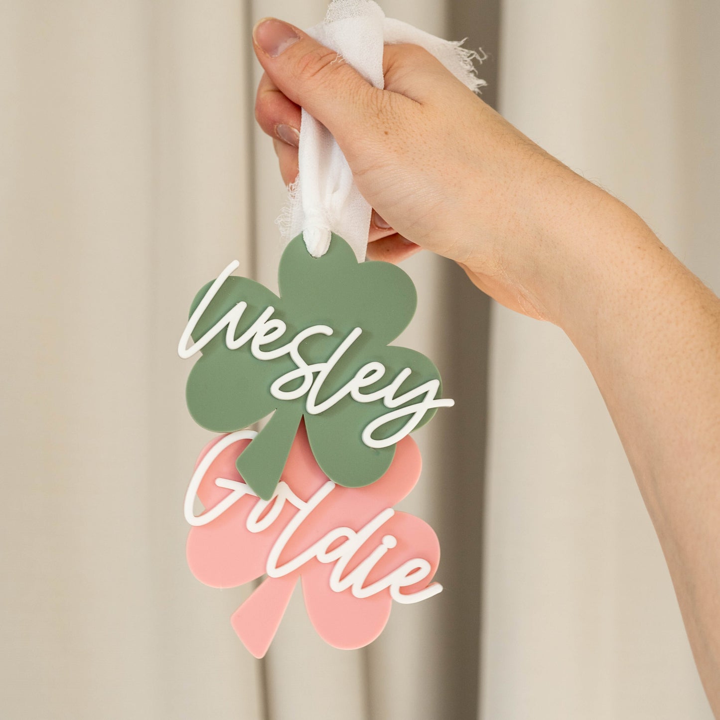 Personalized Name Shamrock Tag Birch Bar + Co. 
