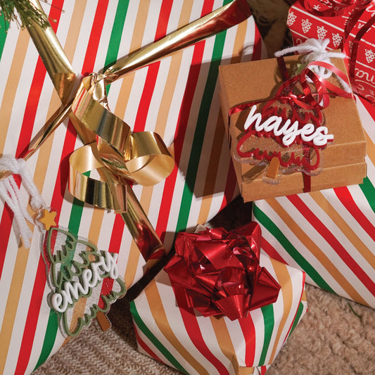Personalized Christmas Sparkly Tree Stocking Tag Birch Bar + Co. 