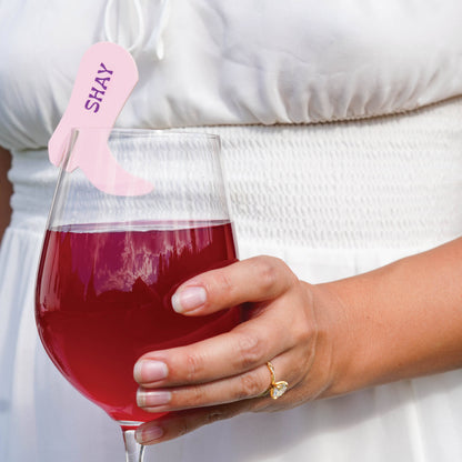 Personalized Cowgirl Boot Drink Tags Birch Bar + Co. 