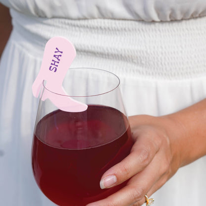 Personalized Cowgirl Boot Drink Tags Birch Bar + Co. 