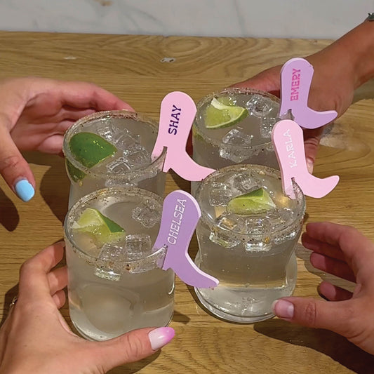 Personalized Cowgirl Boot Drink Tags Birch Bar + Co. 