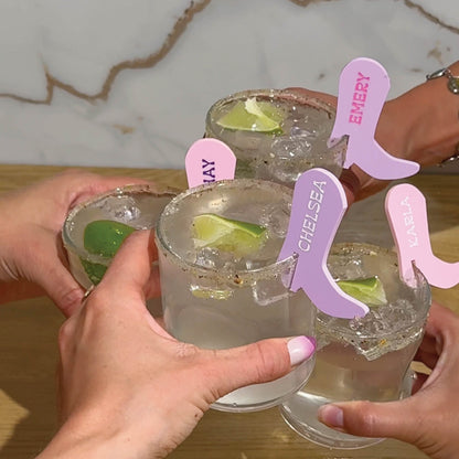 Personalized Cowgirl Boot Drink Tags Birch Bar + Co. 