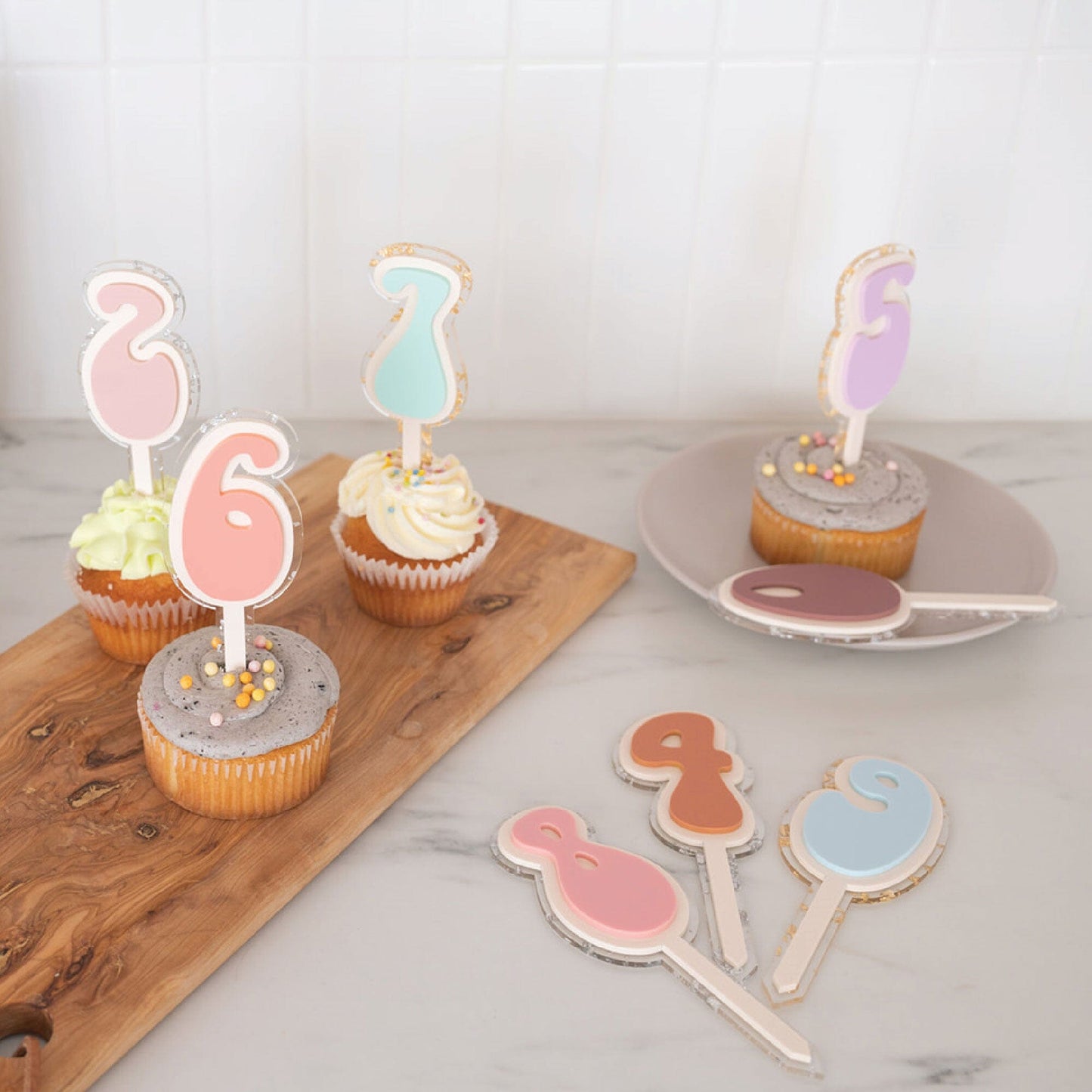 Retro Number Cupcake Topper Birch Bar + Co. 