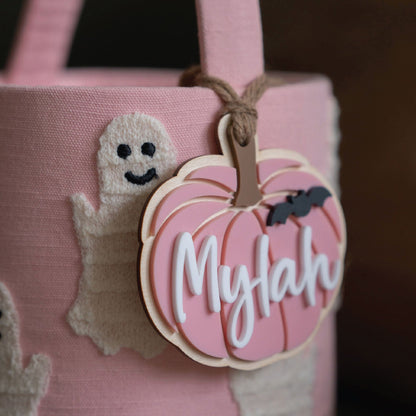 Acrylic Pumpkin Boo Basket Tag Birch Bar + Co. 