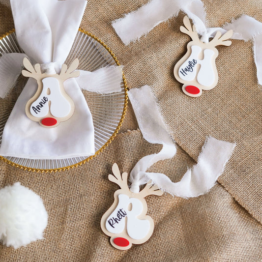 Personalized Traditional Reindeer Initial Tag Birch Bar + Co. 