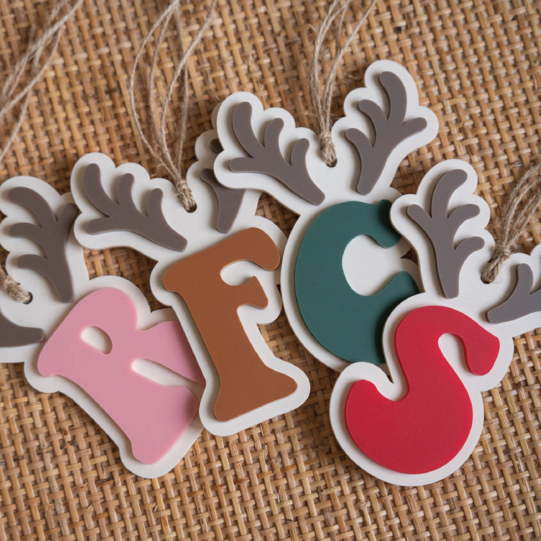 Personalized Reindeer Stocking Tag Birch Bar + Co. 