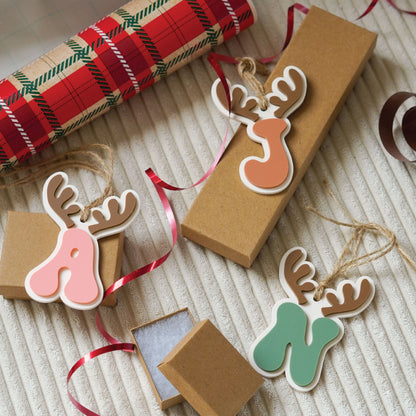 Personalized Reindeer Stocking Tag Birch Bar + Co. 