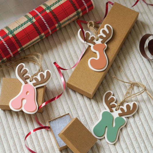 Personalized Reindeer Stocking Tag Birch Bar + Co. 