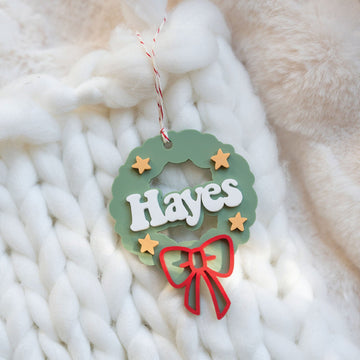 Personalized Wreath Stocking Tag Birch Bar + Co. 