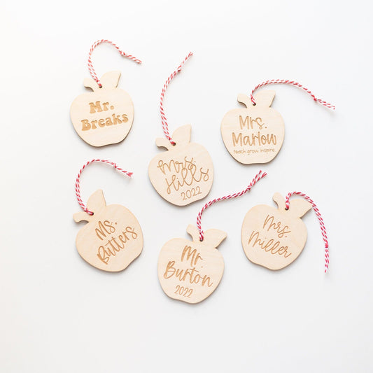 Engraved Teacher Apple Ornament Birch Bar + Co. 