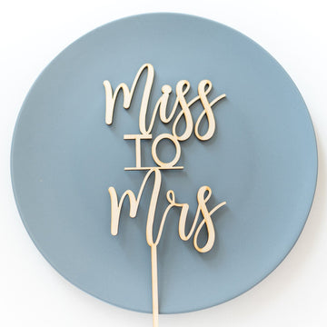 Miss to Mrs Wood Cake Topper Birch Bar + Co. 