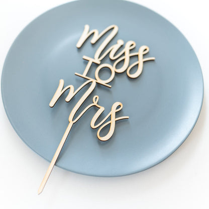 Miss to Mrs Wood Cake Topper Birch Bar + Co. 