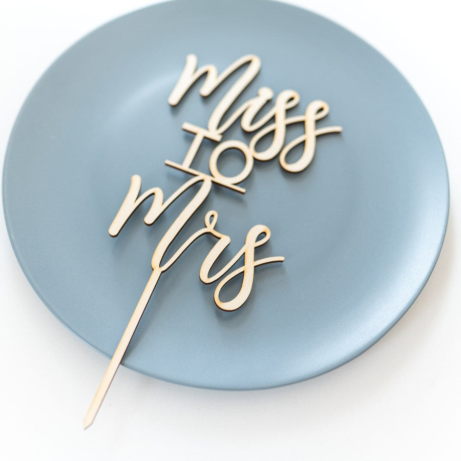 Miss to Mrs Wood Cake Topper Birch Bar + Co. 