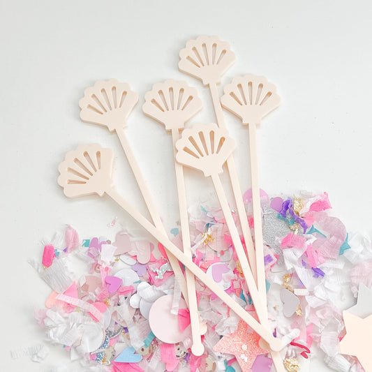 Seashell Acrylic Swizzle Sticks Birch Bar + Co. 