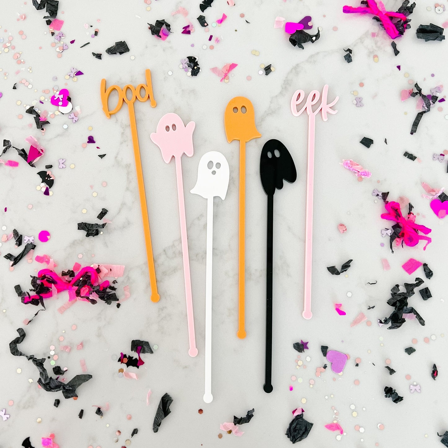 Halloween Ghost Acrylic Swizzle Sticks Birch Bar + Co. 