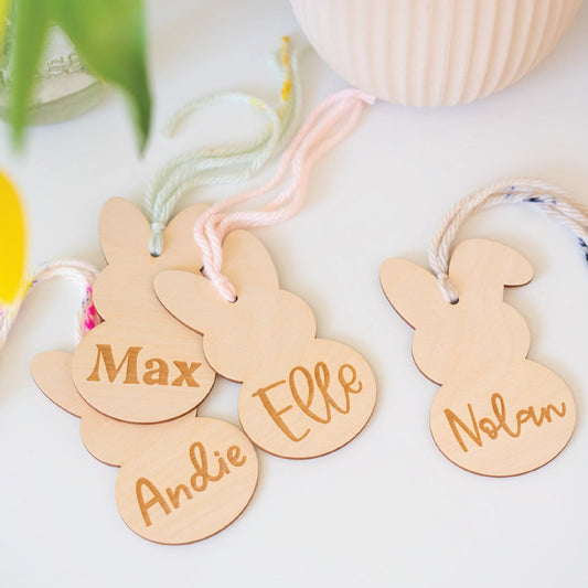 Personalized Wooden Bunny Tags Birch Bar + Co. 