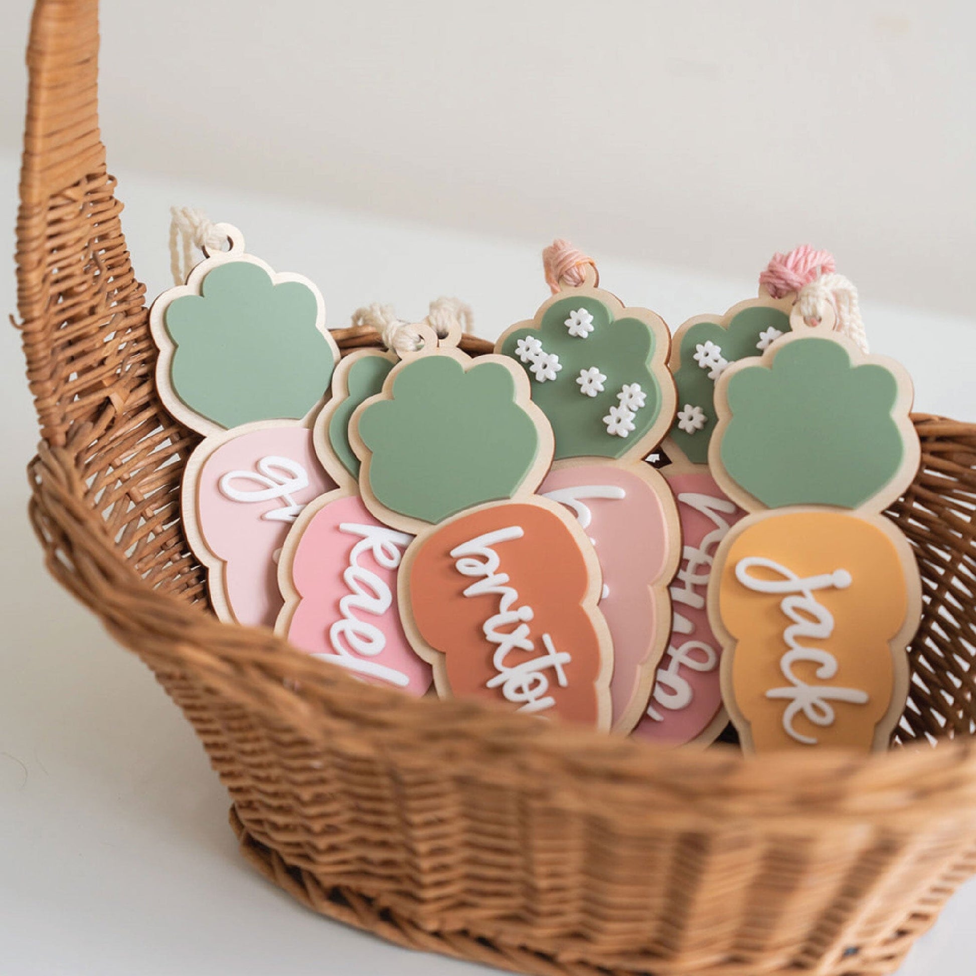Acrylic Carrot Tag with Daisies Birch Bar + Co. 