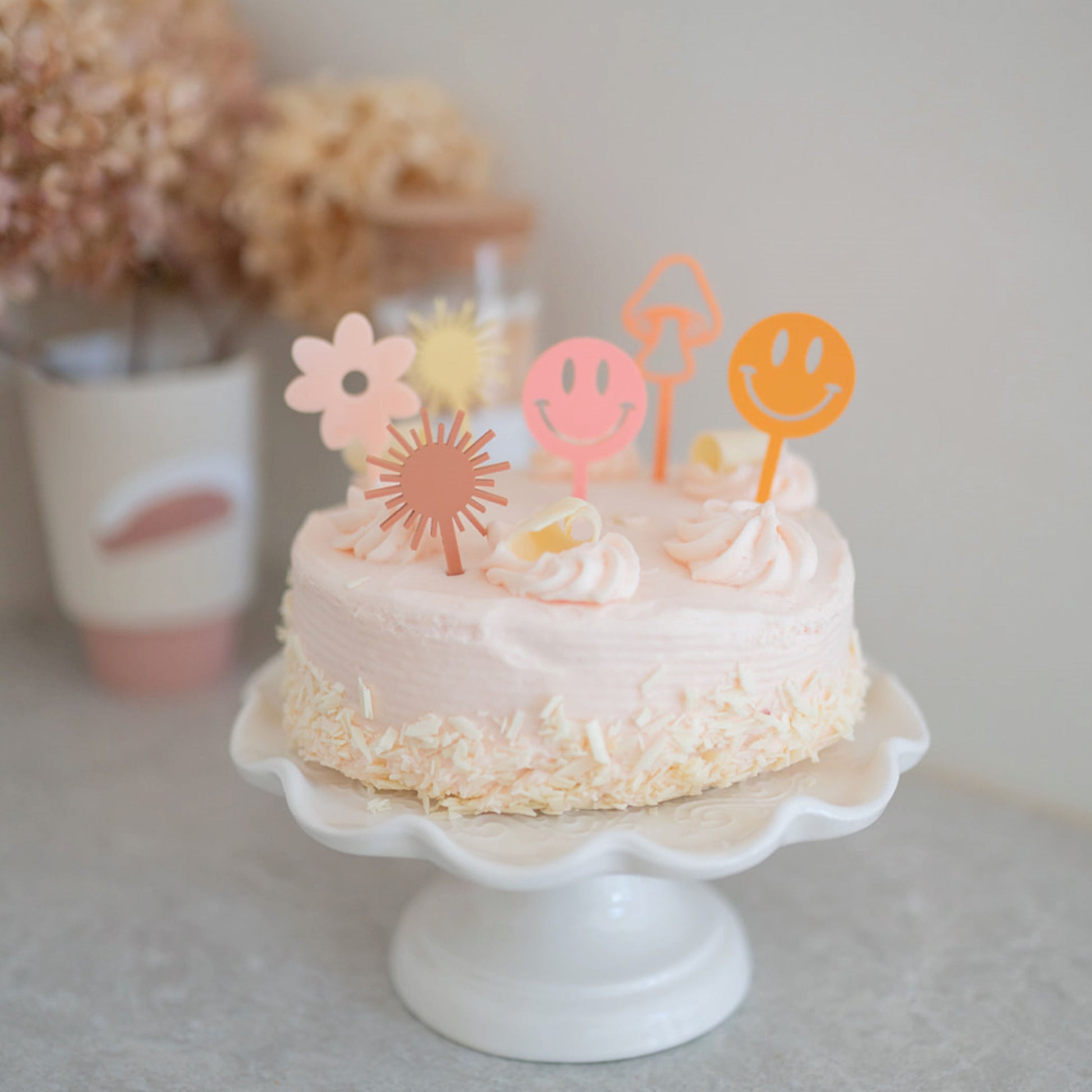 Smiley Face Acrylic Cupcake Toppers Birch Bar + Co. 