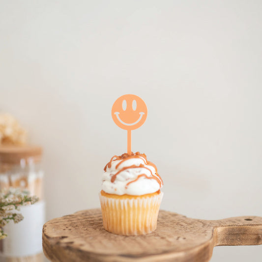 Smiley Face Acrylic Cupcake Toppers Birch Bar + Co. 