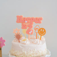 Retro Groovy Personalized Name Acrylic Cake Topper Birch Bar + Co. 