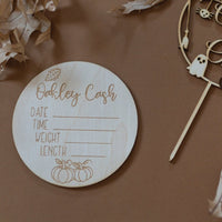 Engraved Pumpkin'ish Fall Baby Name Sign Birch Bar + Co. 