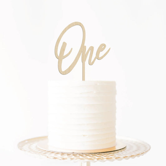 One Wood Cake Topper Birch Bar + Co. 
