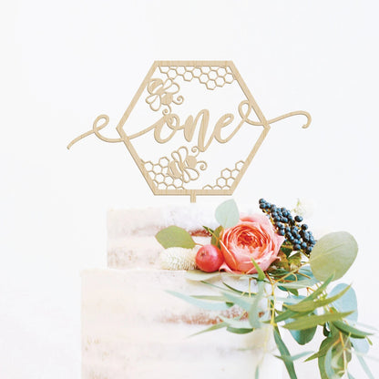 Bee One Wood Cake Topper Birch Bar + Co. 