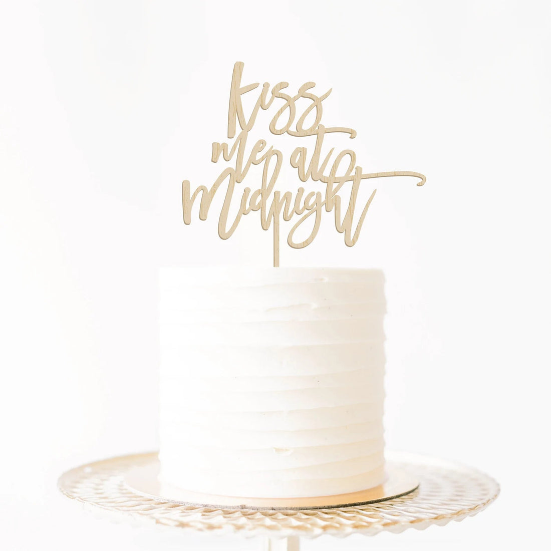 Kiss Me At Midnight Wedding Wood Cake Topper Birch Bar + Co. 