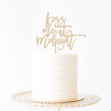 Kiss Me At Midnight Wedding Wood Cake Topper Birch Bar + Co. 