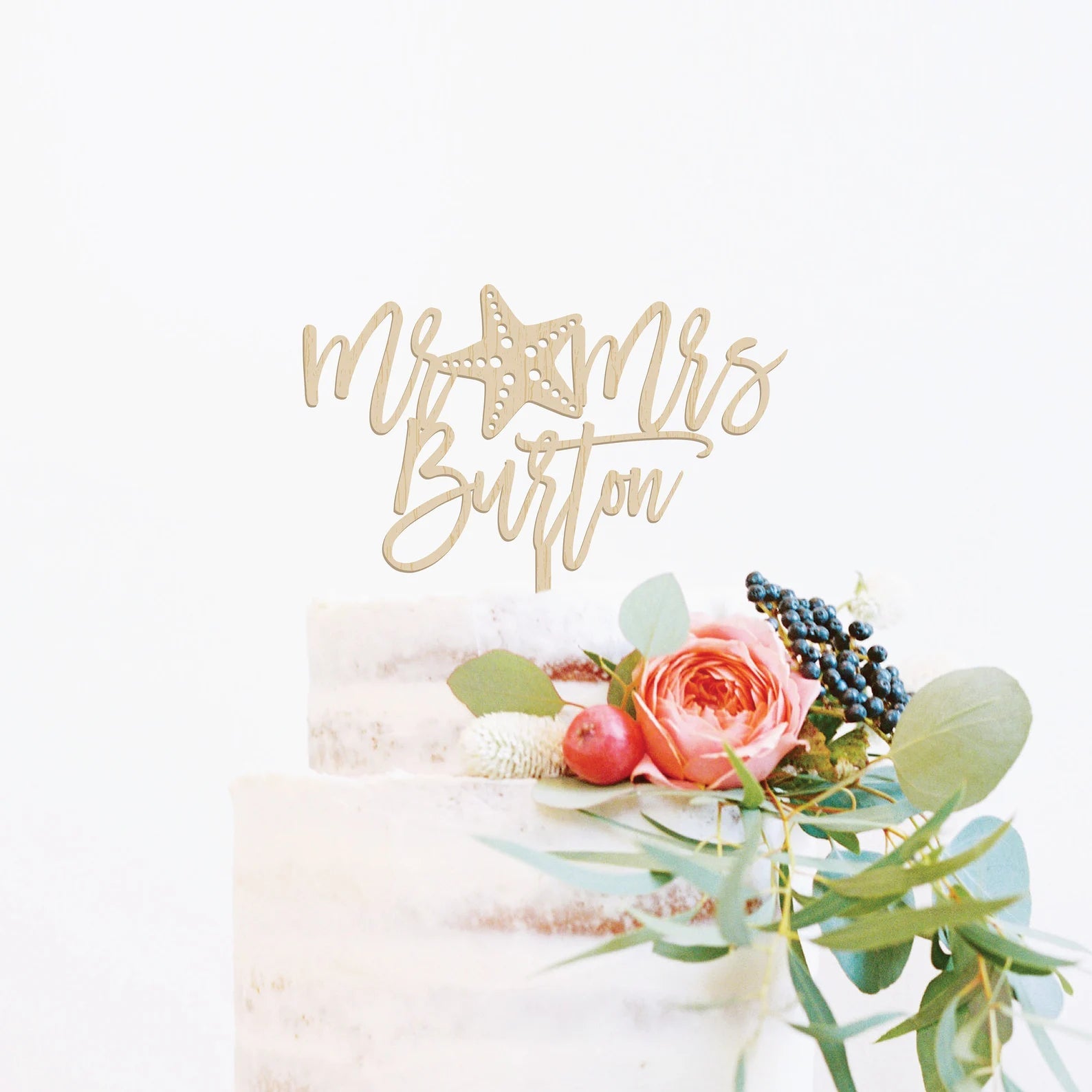 Destination Wedding Wood Cake Topper Birch Bar + Co. 