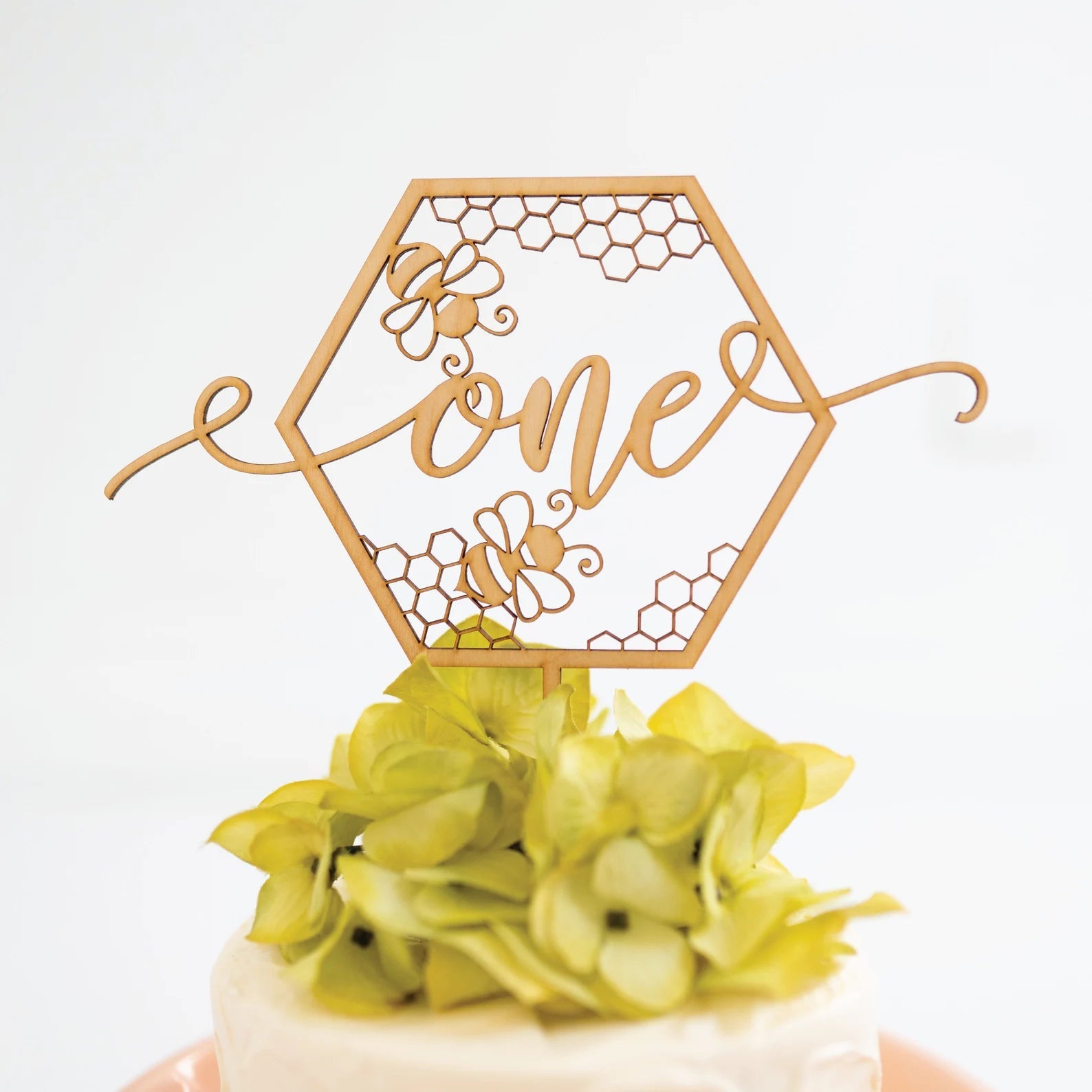 Bee One Wood Cake Topper Birch Bar + Co. 