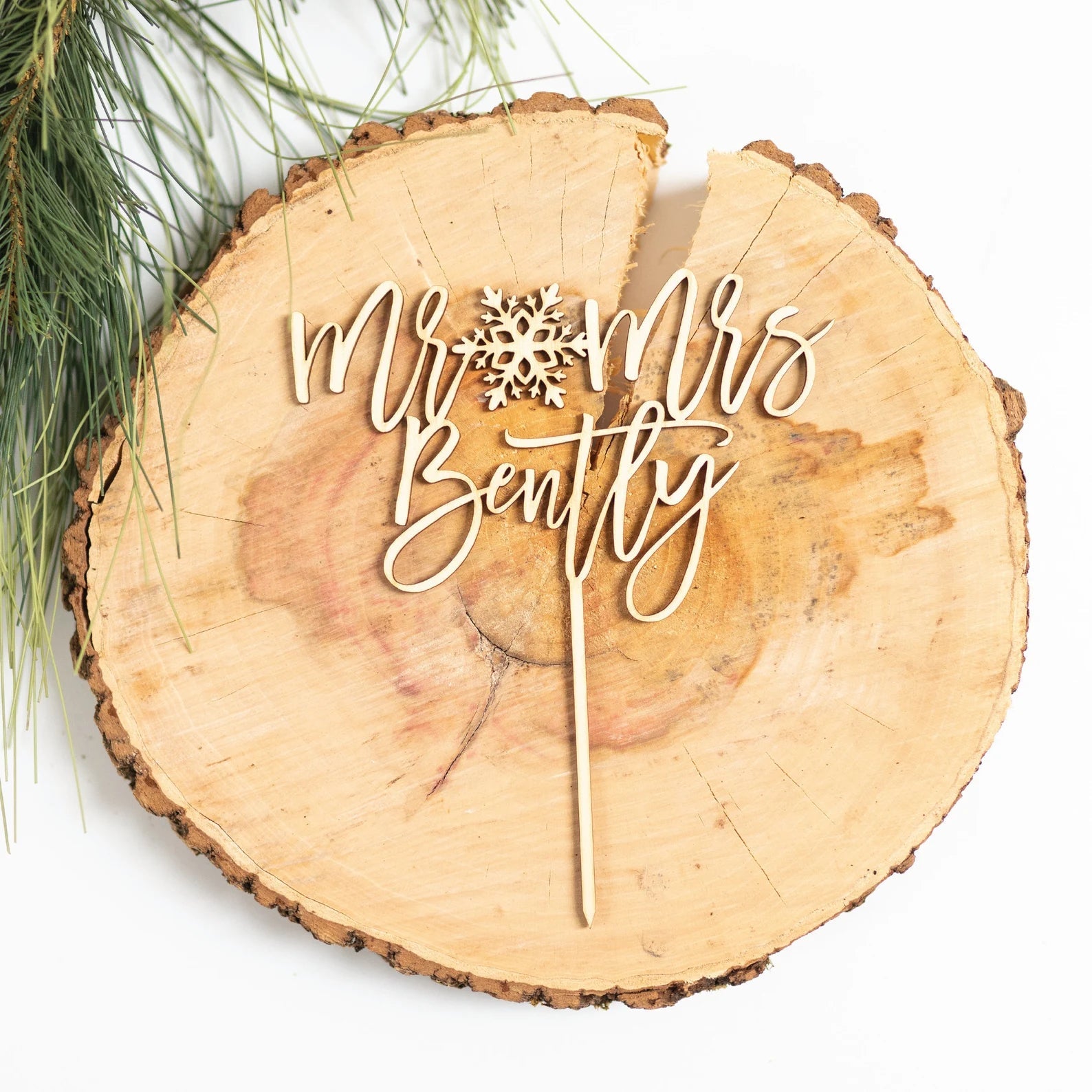 Wedding Snowflake Wood Cake Topper Birch Bar + Co. 