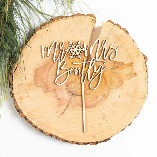 Wedding Snowflake Wood Cake Topper Birch Bar + Co. 