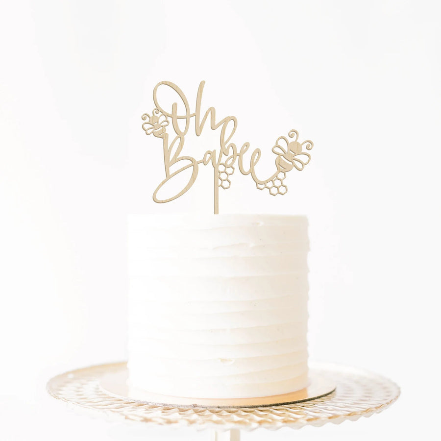 Oh Babee Wood Cake Topper Birch Bar + Co. 