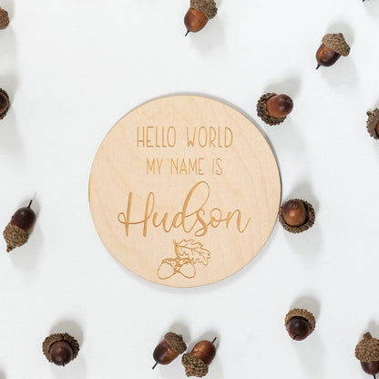 Engraved Acorn Baby Name Sign Birch Bar + Co. 