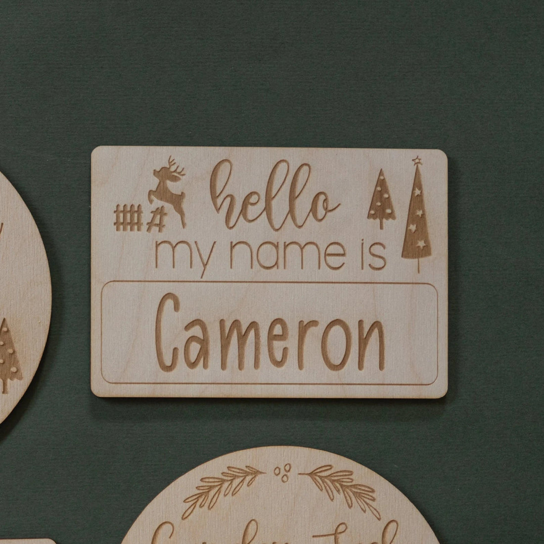 Engraved Hello My Name Is Winter Baby Name Sign Birch Bar + Co. 