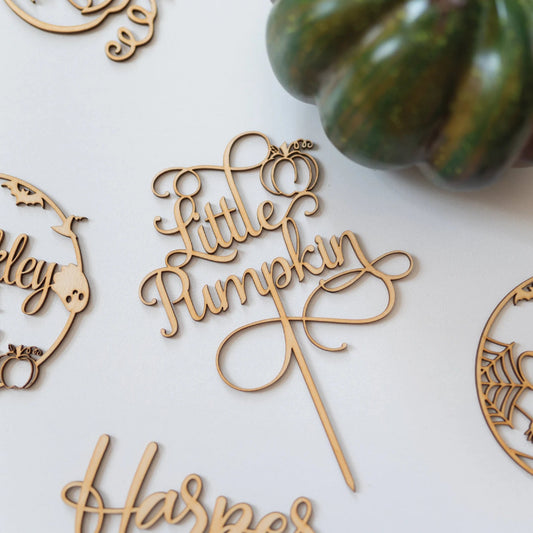 Little Pumpkin Wood Cake Topper Birch Bar + Co. 