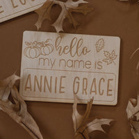 Engraved Fall Baby Name Sign with Personalized Names Birch Bar + Co. 
