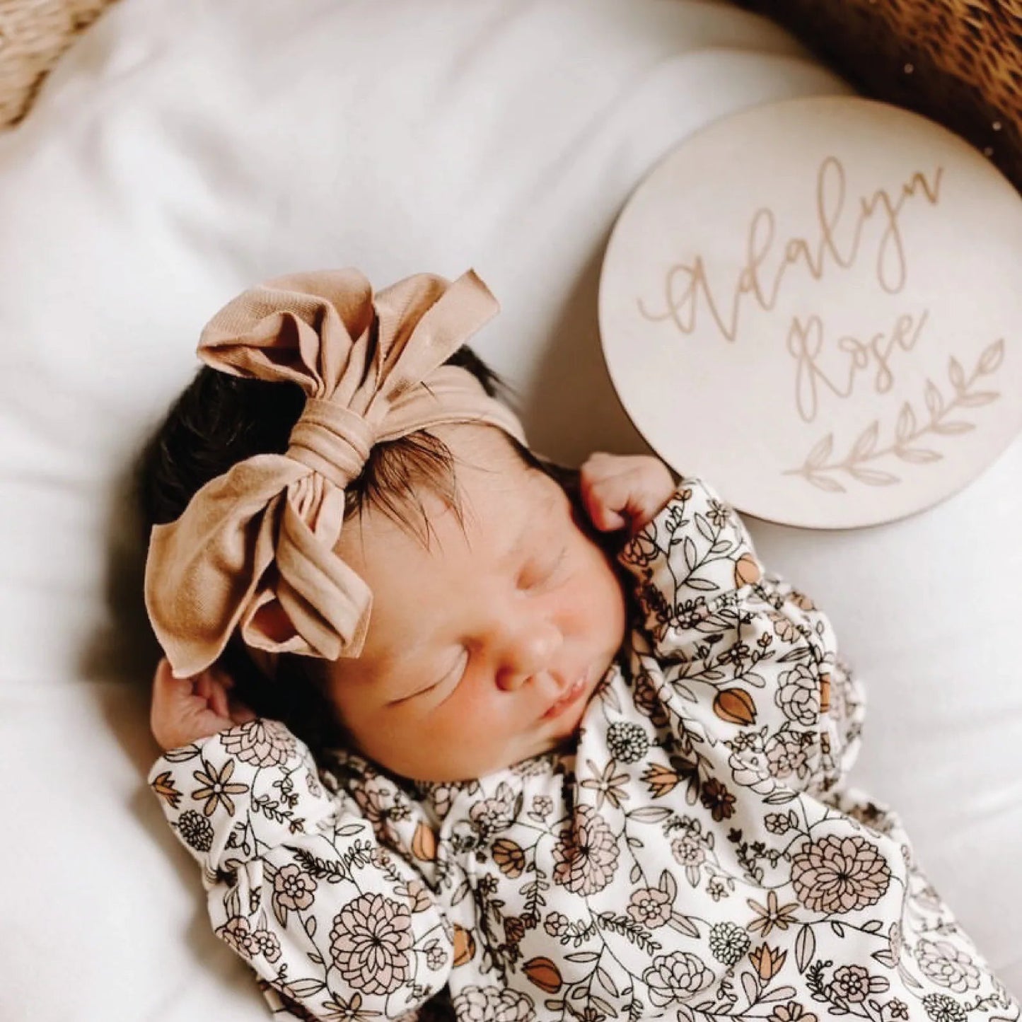 Engraved Baby Name Sign with Leaf Birch Bar + Co. 