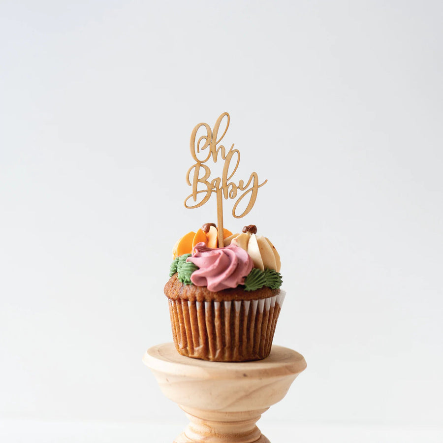 Baby Shower Wood Cupcake Toppers Birch Bar + Co. 
